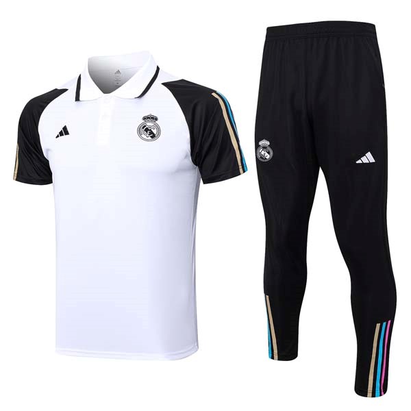 Polo Real Madrid Conjunto Completo 2023-24 Blanco Negro